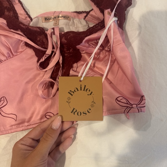 Pink Satin Lace-Trim Cropped Cami - Picture 4 of 4